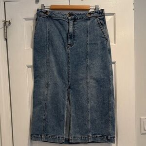 Faherty Denim Midi Skirt with Button Details